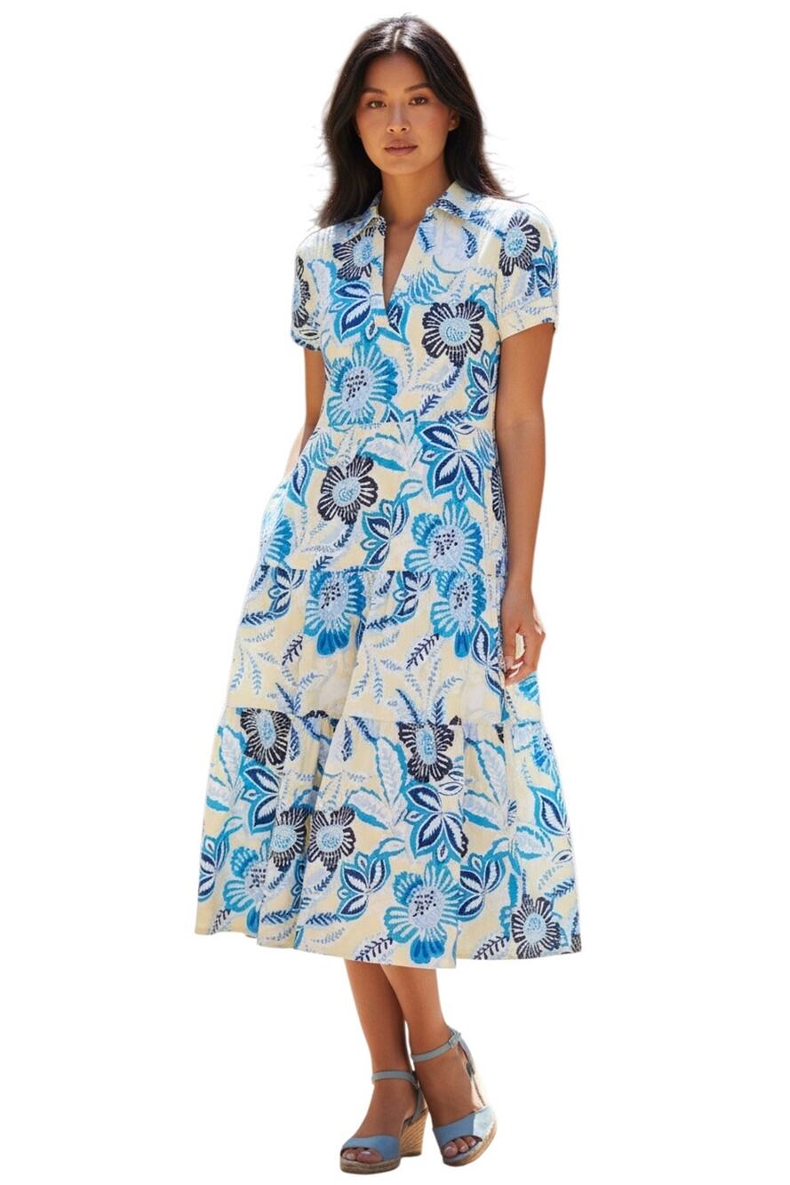 JUDE CONNALLY $258 PORTIA Blooming Botanica Butter midi dress size S